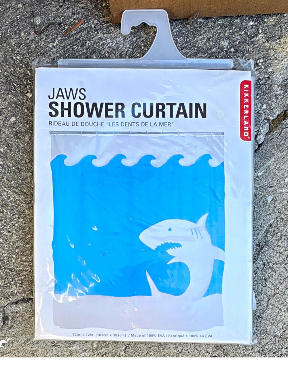 Kikkerland JAWS shower curtain 72” x 72“-NIB